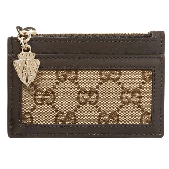 Gucci Luce Embellished Textured-Leather Canvas-Jacquard Cardholder - Beige NWB - Picture 1 of 5